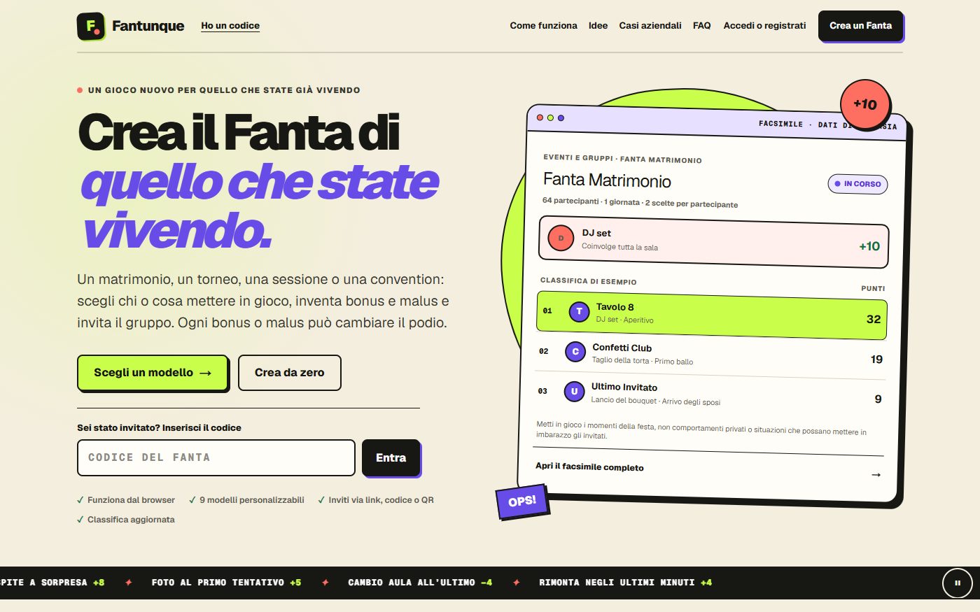 Home di Fantunque, piattaforma per creare Fanta personalizzati