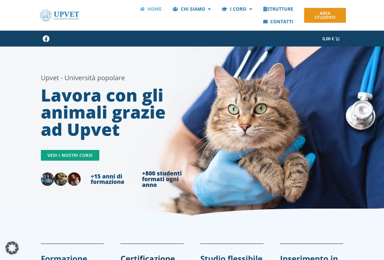 Home della piattaforma e-learning UpVet